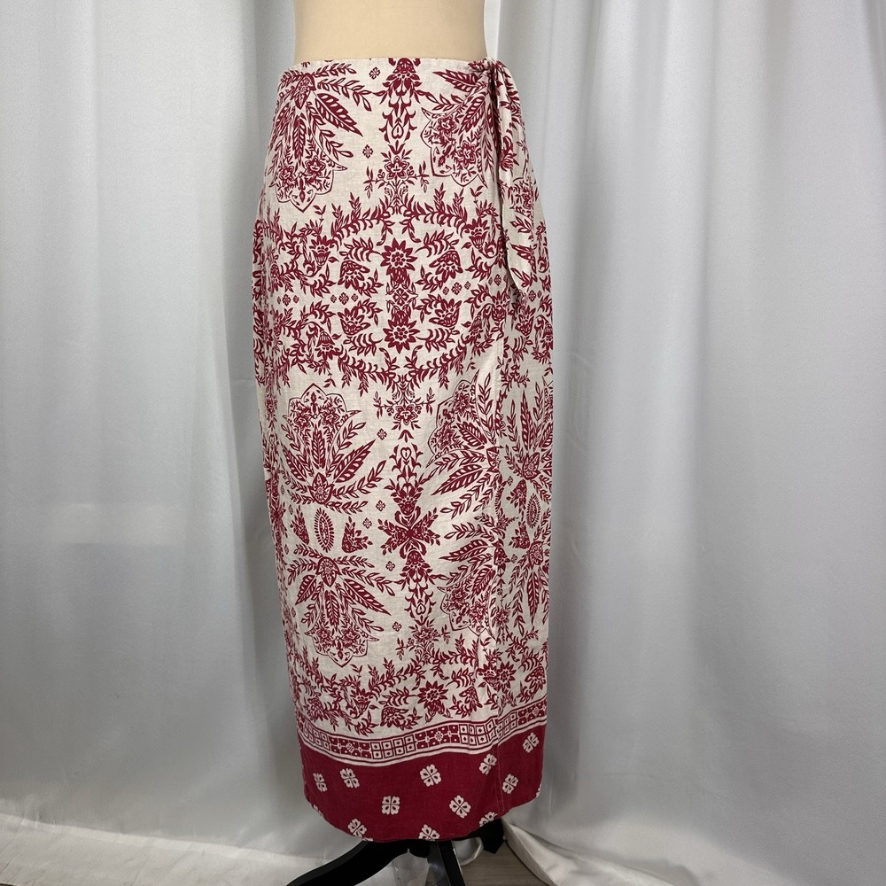 Madison Studio Ladies 100% Linen Wrap Style Skirt Size 6 Maxi Tropical Vacation